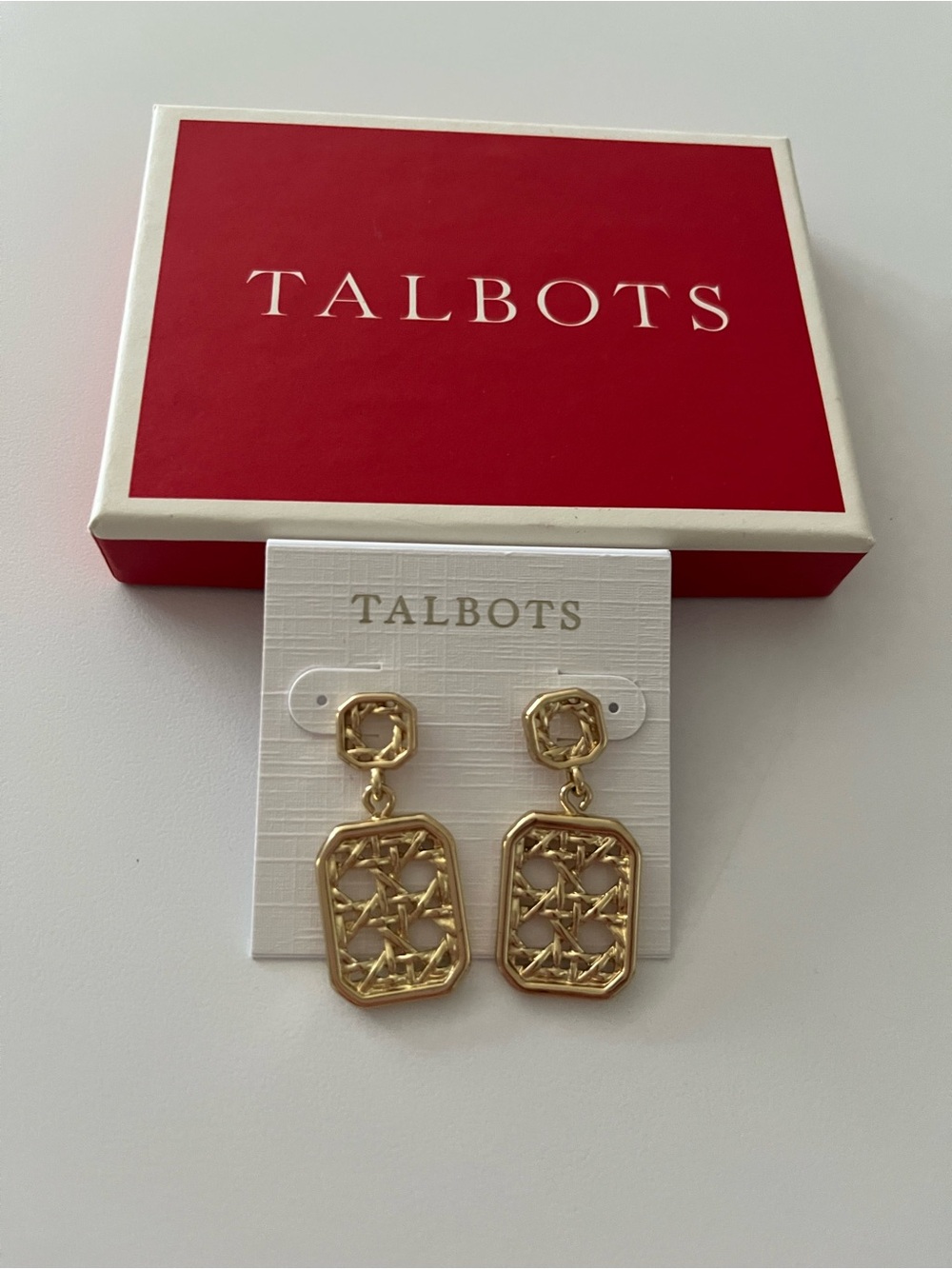 Talbots Gold Rattan Texture Drop Earrings - Picture 7 of 7